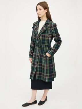 Weekend Max Mara Multicolored Plaid Wool Double-breasted Coat